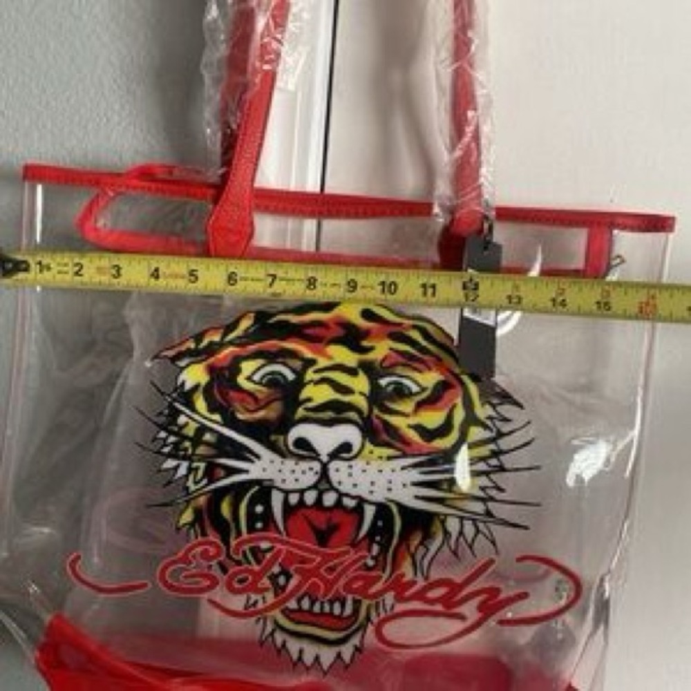 Ed Hardy ~ NWT $159 Large PVC Transparent Tote Bag ~ Viral Ed Hardy Leo ♌️ - Picture 2 of 4